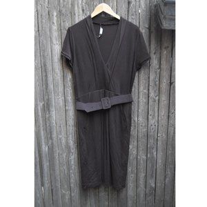 BCBGMaxAzria Chocolate Brown Belted V-Neck dress m